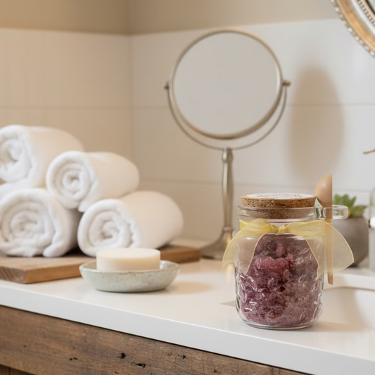 Rose Red Blooms Magnesium Soak Glass Gift Jar